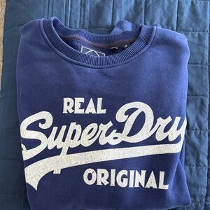 Superdry Men's Blue Crewneck Sweater with White Print